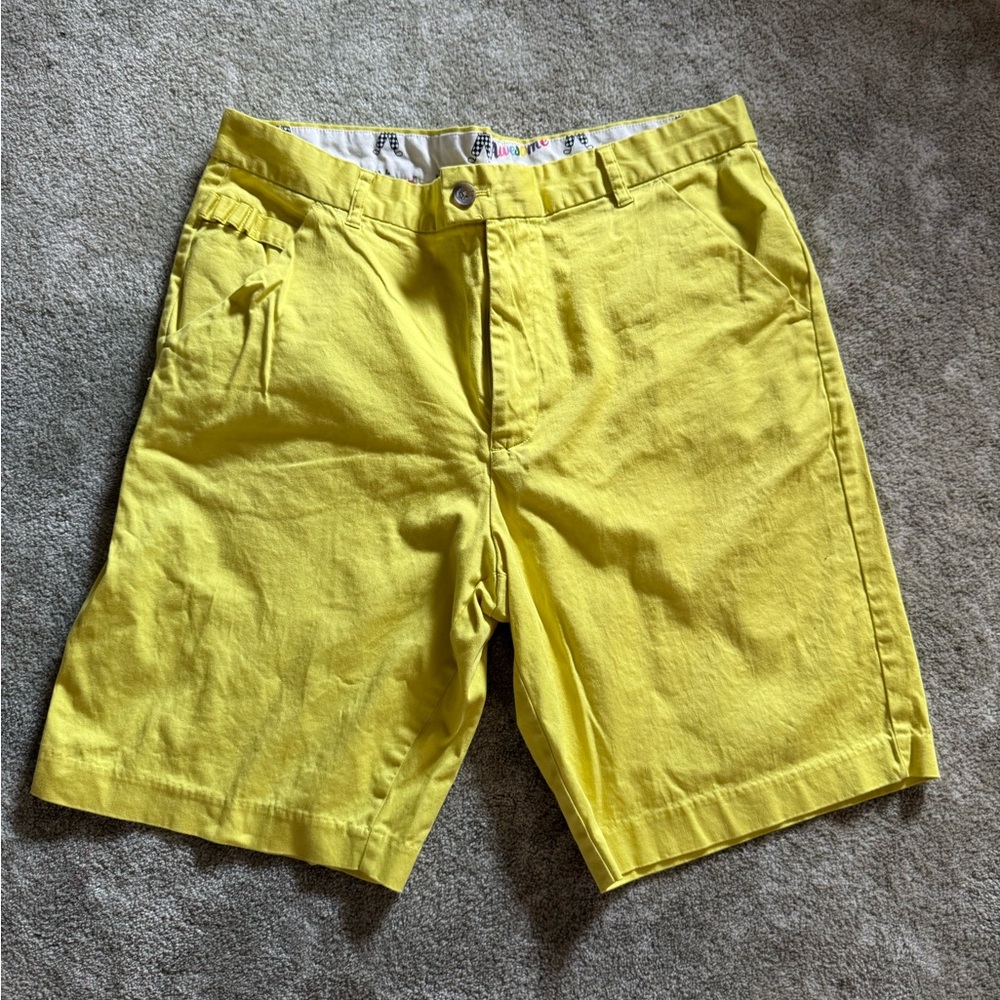Vibrant Yellow Men's Flat Front Shorts